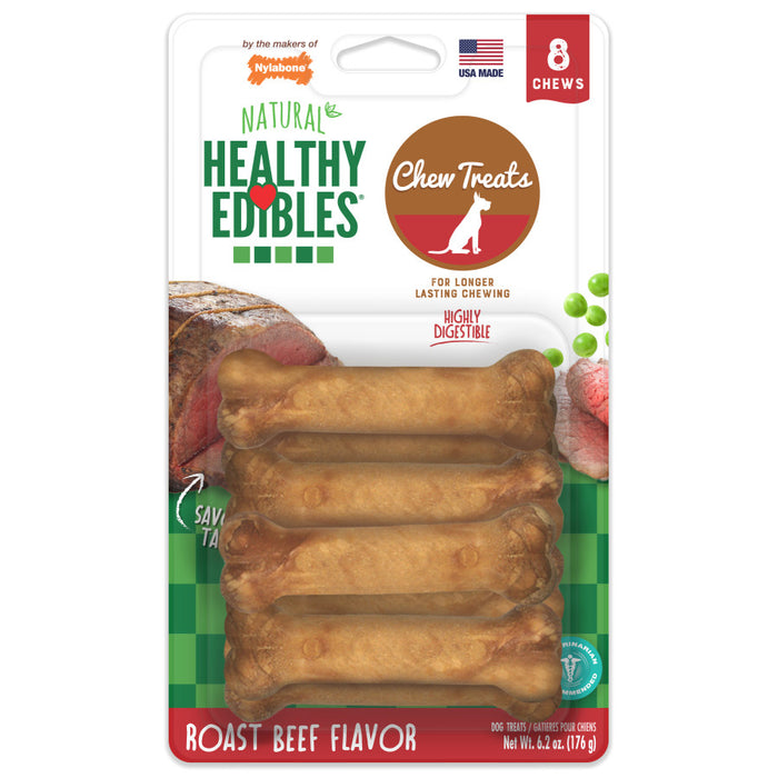 Nylabone Healthy Edibles All-Natural Long Lasting Roast Beef Flavor Chew Treats 1ea/XS - Up To 15 lb, 8 ct