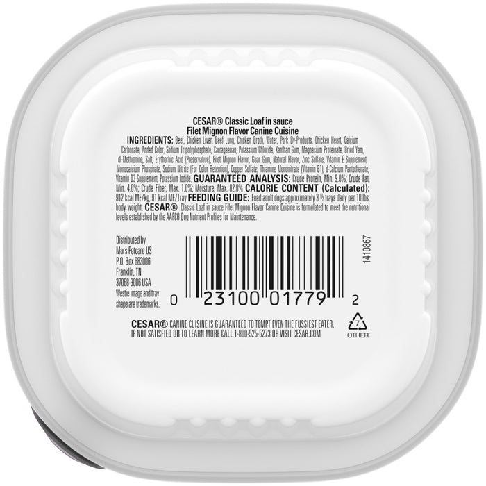 Cesar Classic Loaf in Sauce Adult Wet Dog Food Filet Mignon, 24ea/3.5 oz, 24 pk