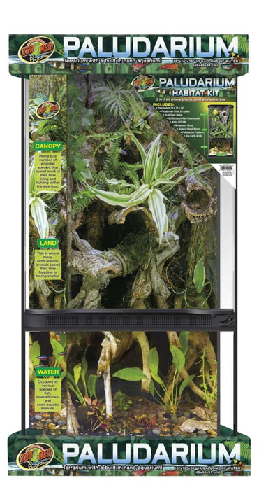 Zoo Med Paludarium Terrarium with Nano Aquarium Habitat Black, Clear, 1ea/18 In X 36 in, 10 gal