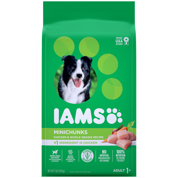 IAMS Minichunks Small Kibble High Protein Adult Dry Dog Food Real Chicken, 1ea/7 lb