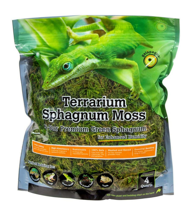 Galapagos 5-Star Terrarium Sphagnum Moss Snake Bedding Substrate Fresh Green, 1ea/4 qt