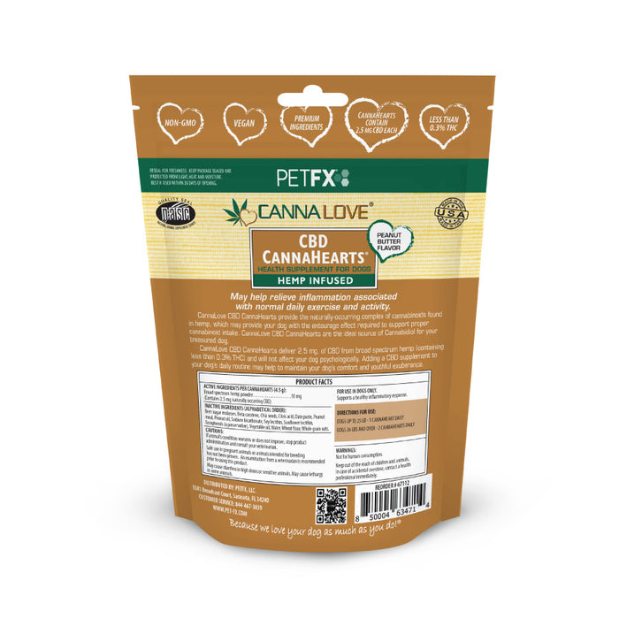 CannaLove CannaHearts CBD Dog Supplement 4.5mg, Peanut Butter, 1ea/12 oz