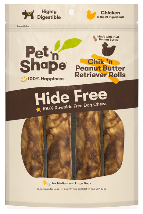 Pet 'N Shape Chik 'N Peanut Butter Retriever Roll Hide-Free Dog Treat 1ea/7 in, 6 ct