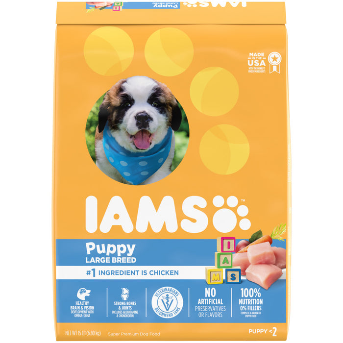 IAMS Smart Large Breed Puppy Dry Dog Food Real Chicken, 1ea/15 lb