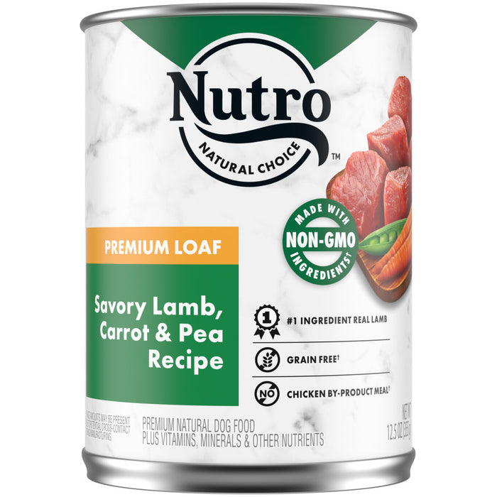 Nutro Products Premium Loaf Adult Wet Dog Food Savory Lamb, Carrot & Pea, 12ea/12.5 oz, 12 pk