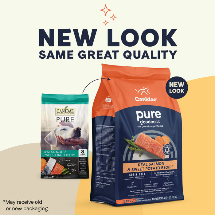 CANIDAE PURE Goodness Grain-Free LID Dry Dog Food Salmon & Sweet Potato, 1ea/4 lb