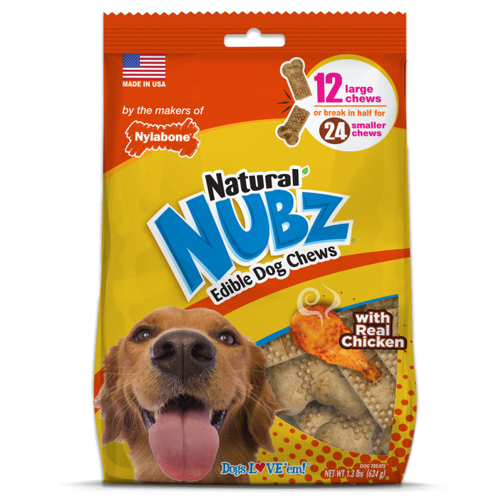 Nylabone Natural Nubz Chicken Dog Treats 1ea/Large - Up To 50 lb, 12 ct