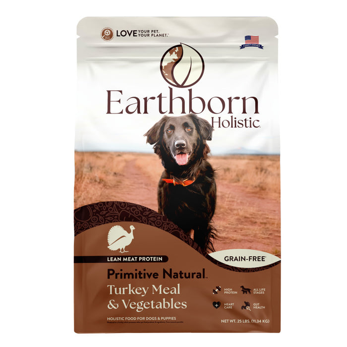 Earthborn Holistic Primitive Natural Grain-Free Dry Dog Food Turkey Meal & Vegetables, 1ea/25 lb