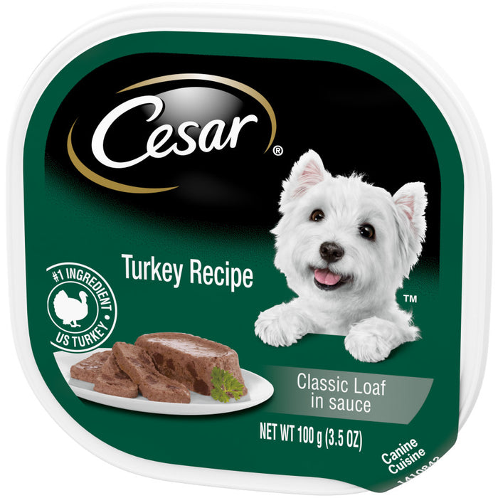 Cesar Classic Loaf in Sauce Adult Wet Dog Food Turkey, 24ea/3.5 oz, 24 pk