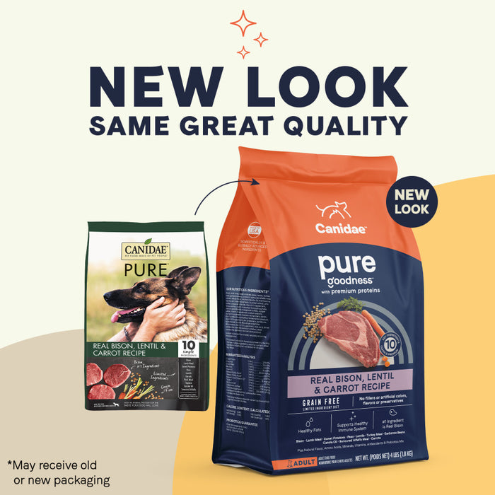 CANIDAE PURE Goodness Grain-Free LID Dry Dog Food Bison, Lentil & Carrot, 1ea/21 lb