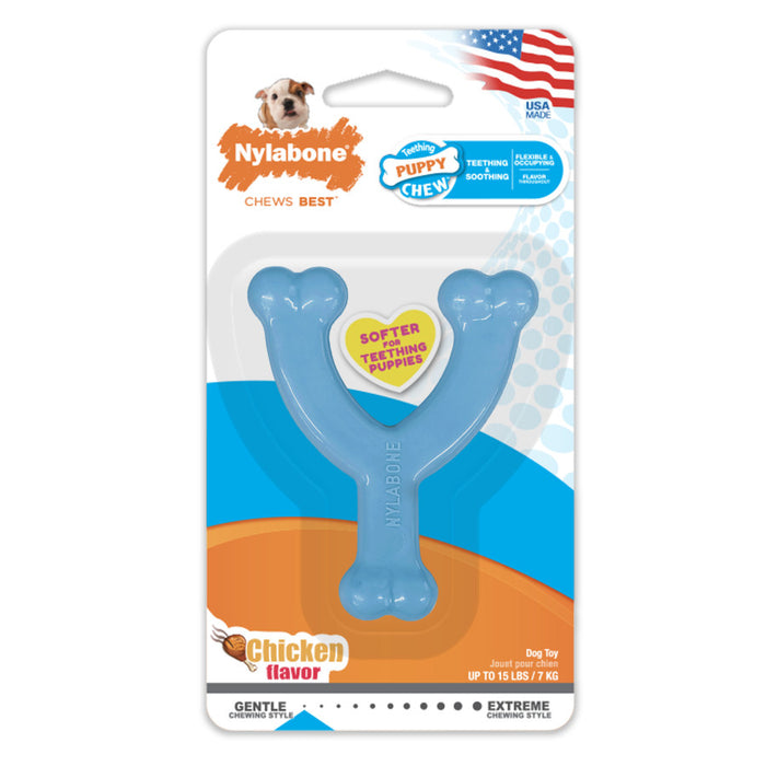 Nylabone Puppy Chew Toy Wishbone Blue, 1ea/XS - Up To 15 lb