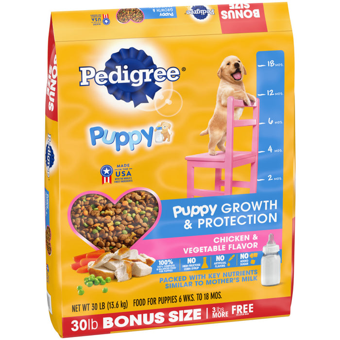 Pedigree Puppy Growth & Protection Dry Dog Food Chicken & Vegetable, 1ea/30 lb