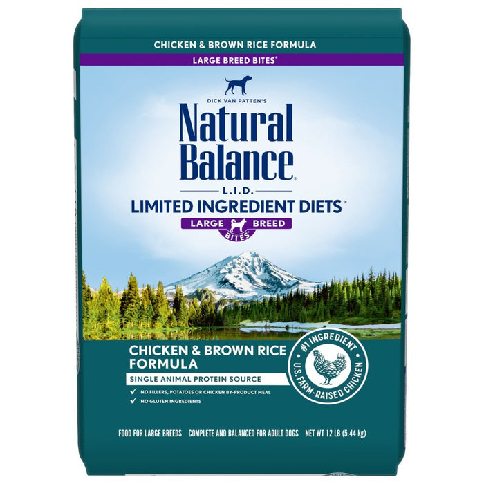 Natural Balance Pet Foods L.I.D. Large Breed Bites Dry Dog Food Chicken & Rice, 1ea/12 lb