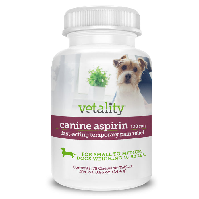 Vetality Canine Aspirin Chewable Tables 120mg, 1ea/75 ct