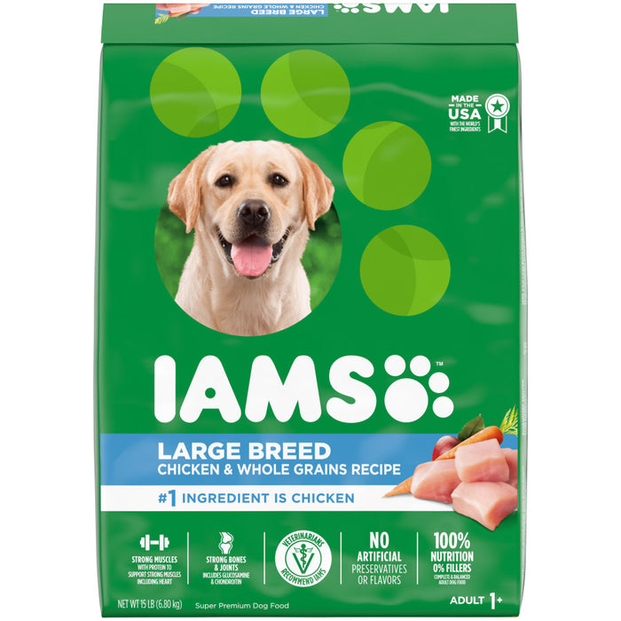 IAMS High Protein Large Breed Adult Dry Dog Food Real Chicken, 1ea/15 lb