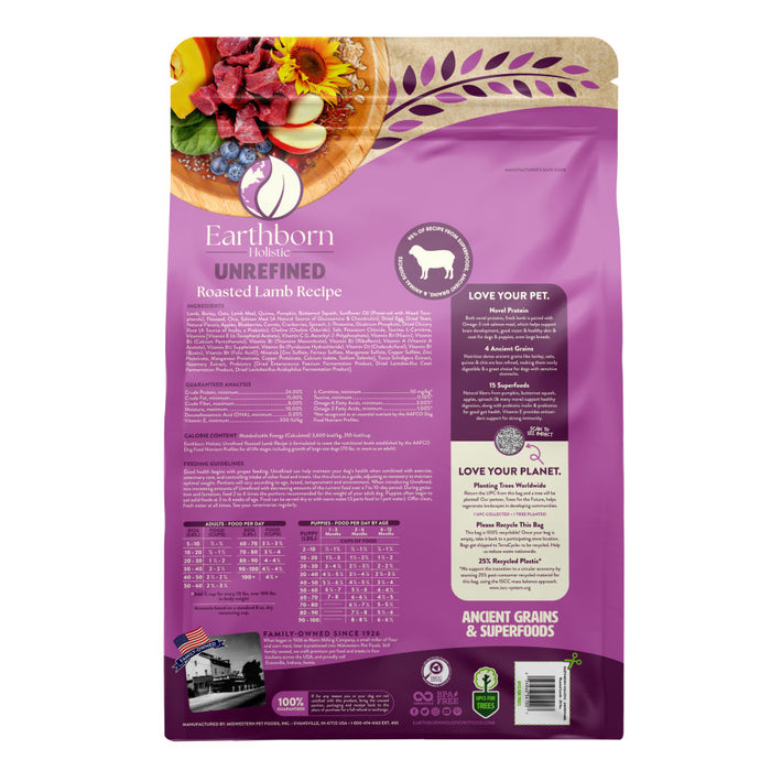 Earthborn Holistic Unrefined Ancient Grains & Superfoods Dry Dog Food Roasted Lamb, 1ea/25 lb