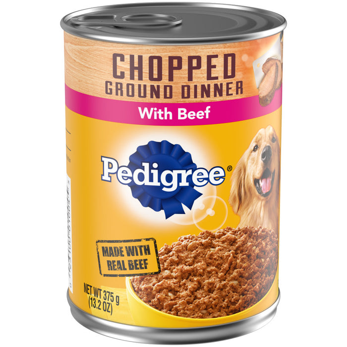 Pedigree Chopped Ground Dinner Adult Wet Dog Food Beef, 12ea/13.2 oz, 12 pk