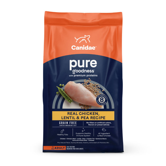 CANIDAE PURE Goodness Grain-Free LID Dry Dog Food Chicken, Lentil & Pea, 1ea/4 lb