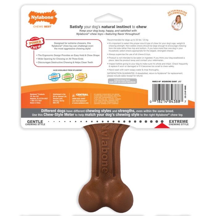 Nylabone Ergonomic Hold & Chew Wishbone Power Chew Durable Dog Toy 1ea/Large - Up To 50 lb