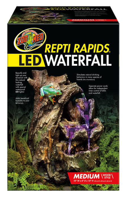 Zoo Med Repti Rapids LED Wood Waterfall Brown, 1ea/MD