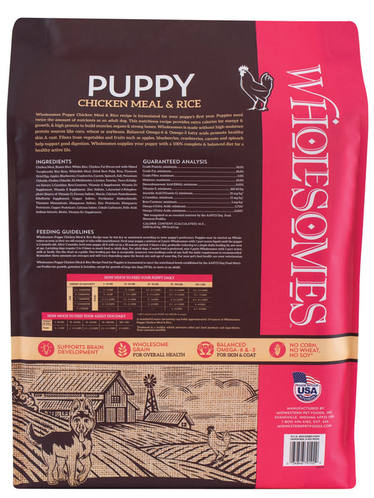 Wholesomes Puppy Dry Dog Food Chicken Meal & Rice, 1ea/16.5 lb