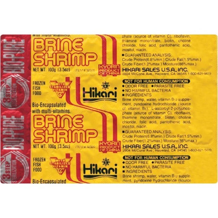 Hikari USA Brine Shrimp Frozen Fish Food 1ea/3.5 oz, 32 ct