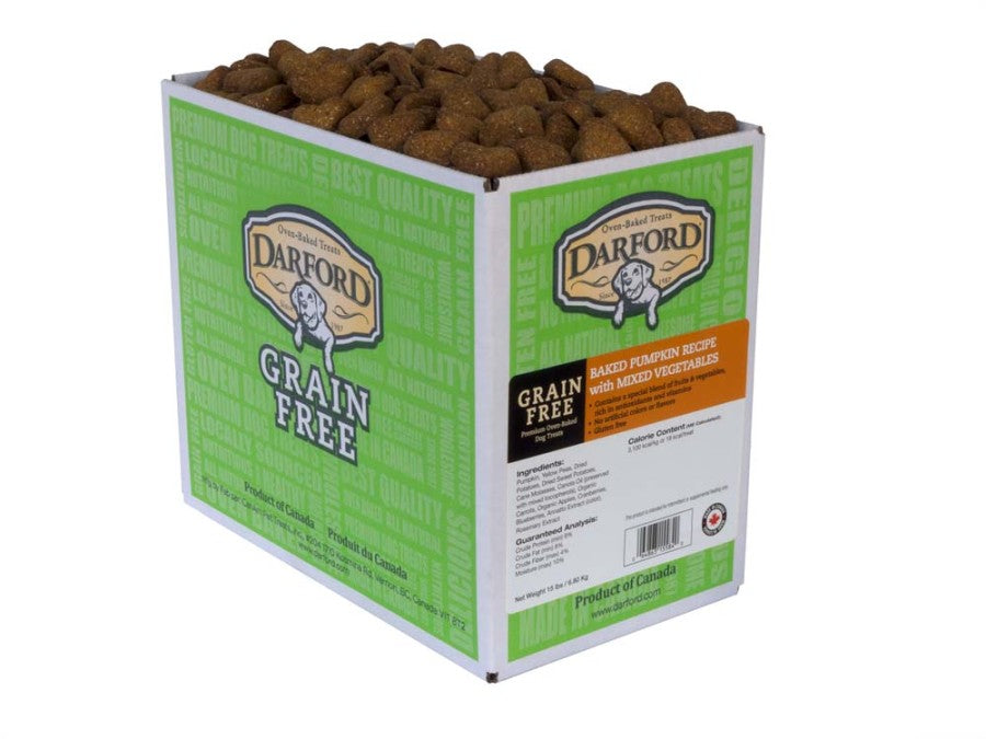 Darford Oven Baked Grain Free Dog Treats Pumpkin with Mixed Vegetables Regular, Pumpkin w/Mixed Veggies, 1ea/15 lb
