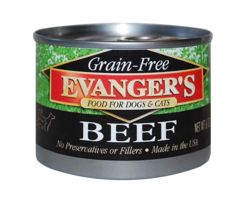 Evanger's Grain-Free Wet Dog & Cat Food Beef, 24ea/6 oz, 24 pk