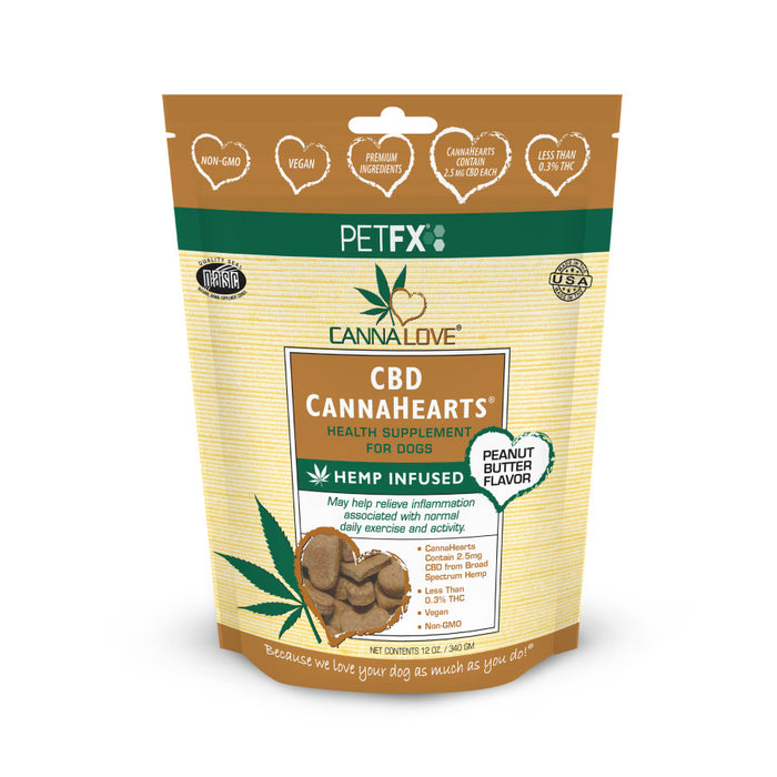 CannaLove CannaHearts CBD Dog Supplement 4.5mg, Peanut Butter, 1ea/12 oz