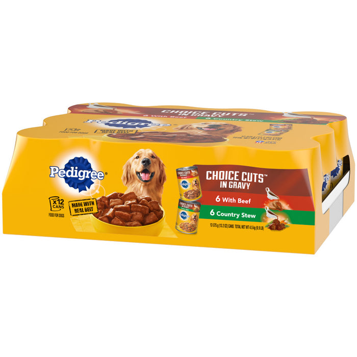 Pedigree Choice Cuts in Gravy Adult Wet Dog Food Variety Pack (Beef, Country Stew), 1ea/158.7 oz, 12 pk