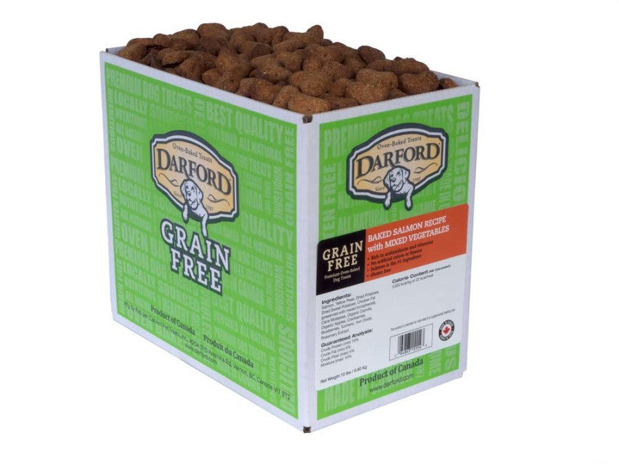 Darford Oven Baked Grain Free Dog Treats Salmon with Mixed Vegetables Regular, Salmon w/Mixed Veggies, 1ea/15 lb