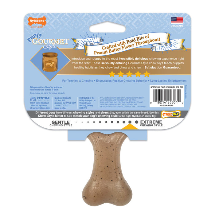 Nylabone Puppy Gourmet Style Strong Chew Toy Peanut Butter, 1ea/SMall - Up To 25 lb