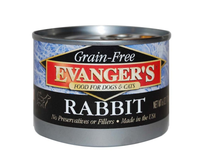 Evanger's Grain-Free Wet Dog & Cat Food Rabbit, 24ea/6 oz, 24 pk