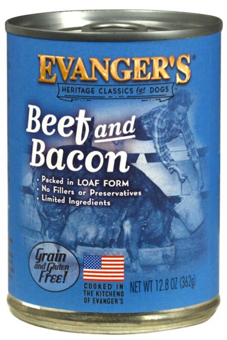 Evanger's Heritage Classic Wet Dog Food Beef & Bacon, 12ea/12.8 oz, 12 pk