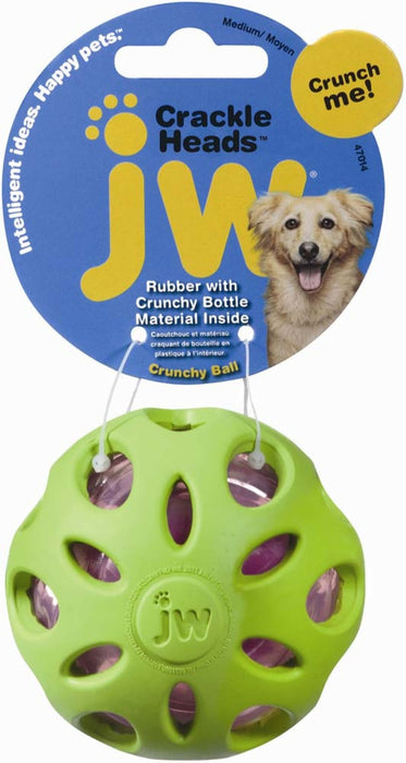 JW Pet Crackle Heads Crackle Ball Dog Toy Assorted, 1ea/MD