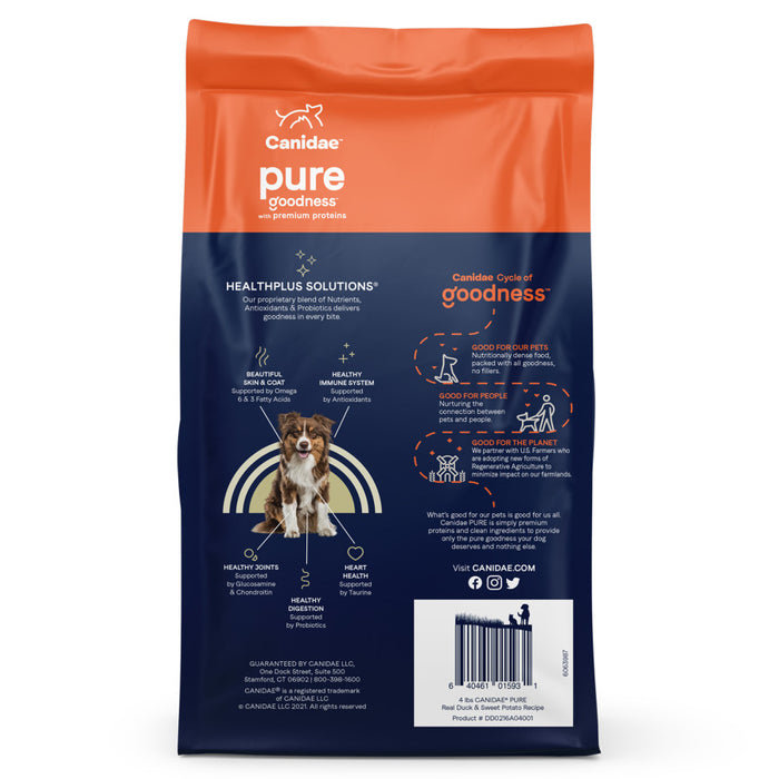 CANIDAE PURE Goodness Grain-Free LID Dry Dog Food Duck & Sweet Potato, 1ea/4 lb