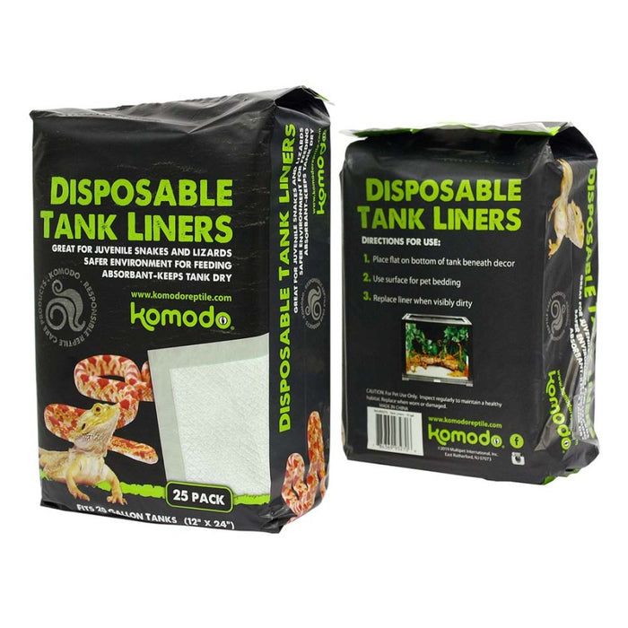 Komodo Repti-Pads Disposable Tank Liner White, 1ea/12 In X 24 in, 25 pk, 20 gal