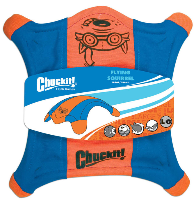 Chuckit! Flying Squirrel Dog Toy Blue/Orange, 1ea/LG