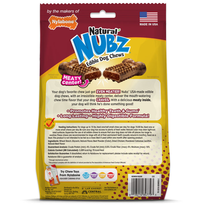 Nylabone Nubz Meaty Center Natural Long Lasting Edible Dog Chews 1ea/SMall - Up To 25 lb, 20 ct