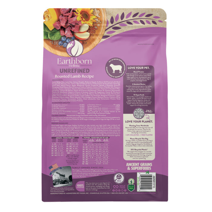 Earthborn Holistic Unrefined Ancient Grains & Superfoods Dry Dog Food Roasted Lamb, 1ea/4 lb