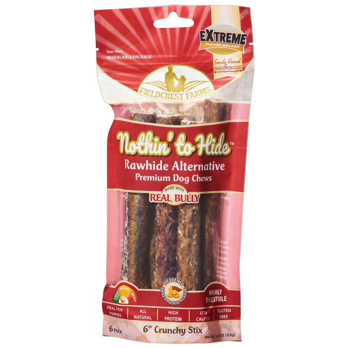 Fieldcrest Farms Nothin' To Hide Crunchy Stix Dog Treat Sweet Potato, 1ea/6 in, 6 pk