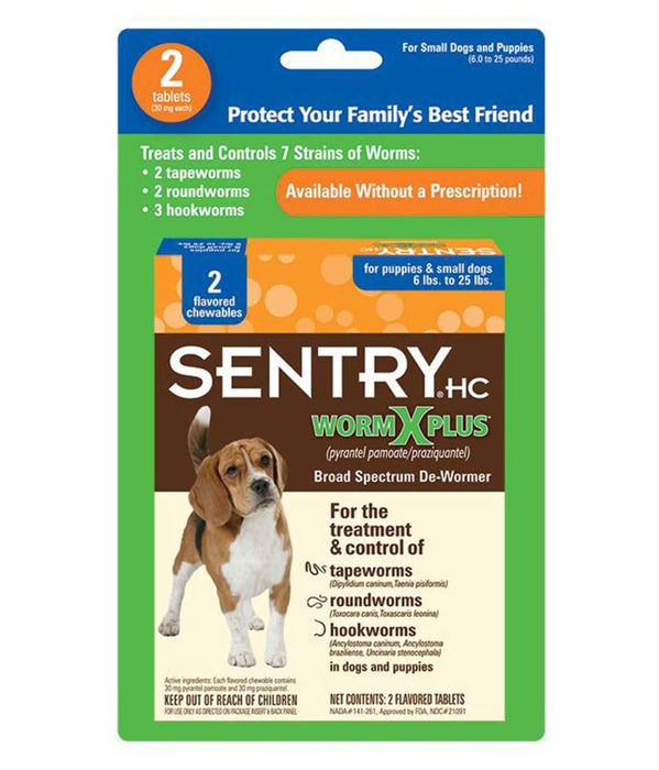 SENTRY Worm X Plus 7 Way De-Wormer for Small Dogs 1ea/2 ct