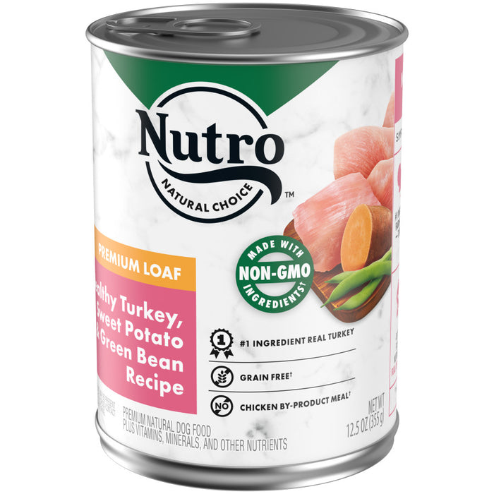 Nutro Products Premium Loaf Adult Wet Dog Food Turkey, Sweet Potato & Green Bean, 12ea/12.5 oz, 12 pk