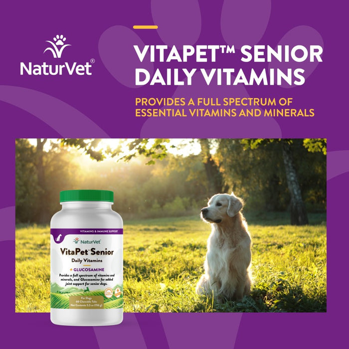 NaturVet VitaPet Senior Plus Glucosamine Time Release Daily Vitamins 1ea/60 ct