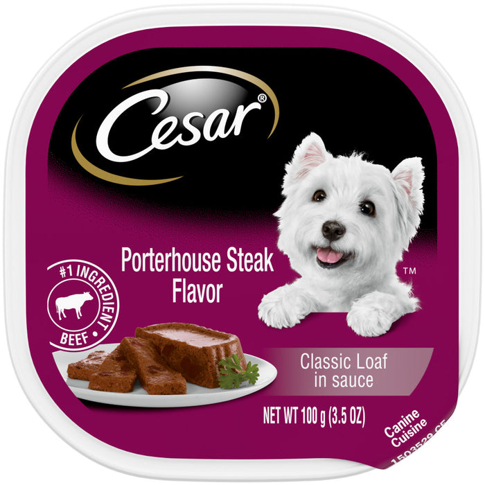 Cesar Classic Loaf in Sauce Adult Wet Dog Food Porterhouse Steak, 24ea/3.5 oz, 24 pk