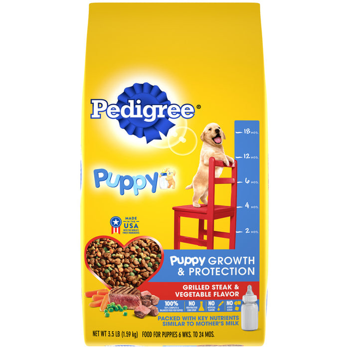 Pedigree Puppy Growth & Protection Dry Dog Food Grilled Steak & Vegetable, 1ea/3.5 lb