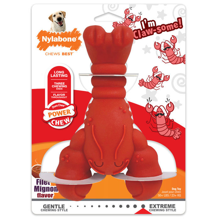 Nylabone Power Chew Lobster Dog Toy Filet Mignon, 1ea/XL - 50+ lb