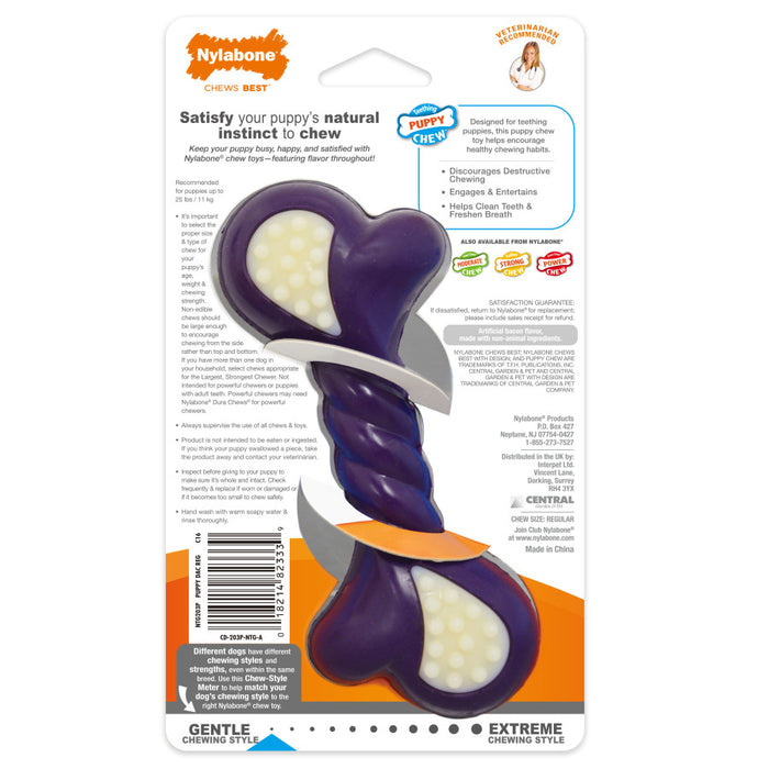 Nylabone Just for Puppies Double Action Bone Puppy Dog Teething Chew Toy Double Action, Blue, 1ea/SMall - Up To 25 lb