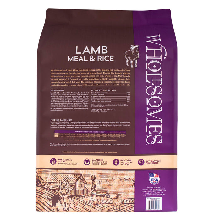 Wholesomes Dry Dog Food Lamb Meal & Rice, 1ea/40 lb