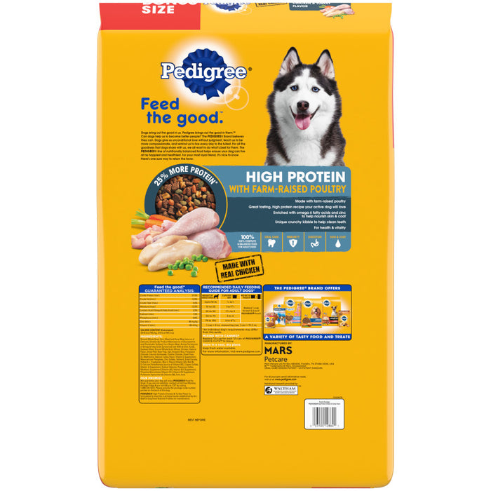 Pedigree High Protein Adult Dry Dog Food w/Farm-Raised Poultry Chicken & Turkey, 1ea/20.4 lb